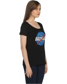 Resim Bant Giyim - Big Bang Theory Nasa Bazinga Siyah Kadın Tişört Siyah 