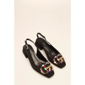 Resim İdil Idil Siyah Saten Taşlı Kadın Topuklu 