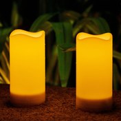 Resim Romantik buluşmalar, doğum günleri ve düğün süslemeleri için gerçek mumları andıran 6 inçlik güneş enerjili mumlar. su geçirmezlik derecesine sahip açık hava LED elektronik mumlar. 