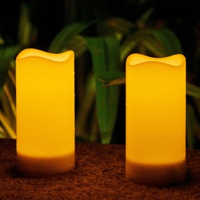 Resim Romantik buluşmalar, doğum günleri ve düğün süslemeleri için gerçek mumları andıran 6 inçlik güneş enerjili mumlar. su geçirmezlik derecesine sahip açık hava LED elektronik mumlar. 