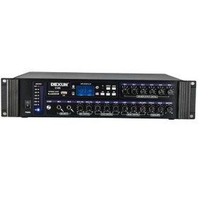 Resim DEXUN D-300 250W 6 ZONE İKİ MİK GİRİŞ USB-BT 4/16-70-100V HAT TRAFOLU ANFİ 