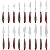 Resim Ahşap Saplı Profesyonel Yağ ve Akrilik Boyalar için 18 Parça Paslanmaz Çelik Spatula Palet Bıçak Seti 