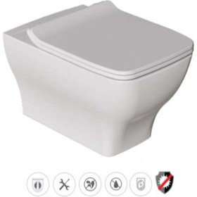 Resim Dura Petra Rimles Asma Klozet Kanalsız ve Duroplast Yavaş Kapanır Kapak 