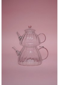 Resim Cam Çaydanlık Pembe Pembe 