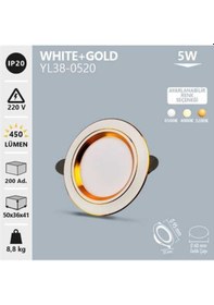 Resim Noas 5w Whıte+gold Led Spot 3 Renk Beyaz 