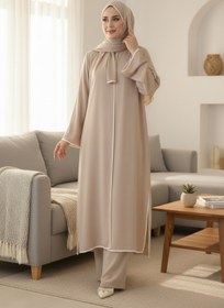 Resim BYM Asil tunik pantolon şal umre takımı 