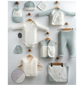 Resim Milays 0-3 Ay Bebek Unisex Gaye Organik Kind Nakışlı 10 Lu Body/zıbın Seti Bej 