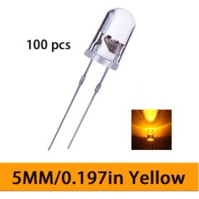 Resim Wangxi 100 Adet Sarı 5mm Ultra Parlak Yuvarlak Led Diyot, Dıy Projeleri Ve Sinyal Göstergeleri 