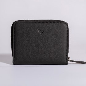 Resim Vera - Kadın Siyah Zip Around Hakiki Deri Cüzdan 