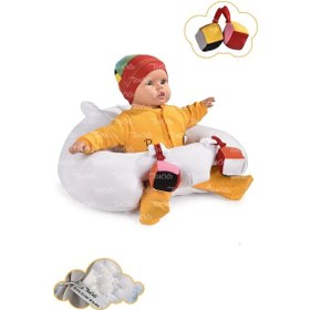 Resim Oyuncaklı Bebek Oturma Destek Minderi - Devrilmez Bebek Koltuğu - Büyük Bebek Oturağı Beyaz 