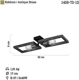 Resim Lucea Era 2 Li Antik Lak/Siyah Plafonyer 2XE27 