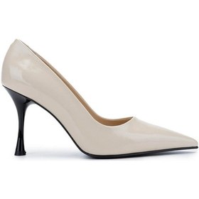 Resim Tamer Tanca Kadın Hakiki Deri Bej Rugan Topuklu Ayakkabı 815 9603 Bn Ayk Y25 Bej Rgn Bej 