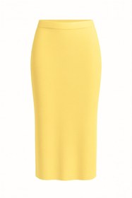 Resim Mizalle Sarı Rayon Triko Midi Kalem Etek 