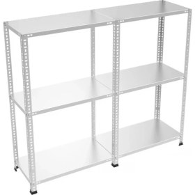 Resim Rafburada 3 Katlı Duble Galvaniz Çelik Raf - Depo, Arşiv, Kiler, Dosya, Market Rafı - 31x60 cm-100 cm-1.50 mm 