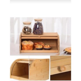 Resim Bambu Ekmek Dolabı Ekmek Kutusu Açılır Kapanır Bambu Ekmeklik Ekmek Saklama Kutusu 