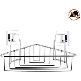 Resim Easyfix Yapışkanlı Banyo Duvar Rafı Şampuanlık Köşe Rafı Krom Gümüş 