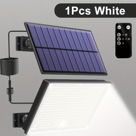Resim 400LED Güneş Enerjili Güvenlik Işığı, 3 Aydınlatma Modu, Uzaktan Kumandalı Dış Mekan Duvar Aplikasyonu, Yüksek Parlaklıkta Aydınlık Solar Yol Işığı (IP65 Suya Dayanıklı Derecelendirme), Bahçeler, Çitler, Yollar, Duvarlar, Garajlar ve Dekler için Kolay Kurulum 
