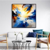 Resim Yağlı Boya Dokulu Tablo Renkli Soyut Manzara Siyah Çerçeveli U08035-179041 