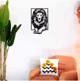 Resim Güçlü Aslan Portresi Metal Duvar Tablosu - Heybetli Aslan Dekoru 