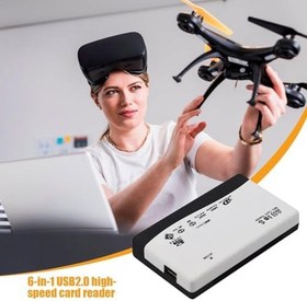 Resim USB 2.0 Kart Okuyucu,USB 2.0 Çoklu Kart Okuyucu - 6'sı 1 Arada Tasarımlı USB Kart Okuyucu | Dizüstü Bilgisayarlar İçin Yüksek Hızlı Kompakt Flash Kart Okuyucu Tak ve Çalıştır 