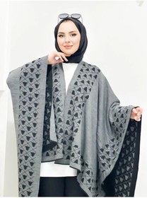 Resim 02Lady Fashion kadın çift taraflı kullanılabilen desenli triko şal panço 