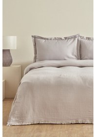 Resim Karaca Home Minel Müslin Çift Kişilik Pike Yatak Örtüsü Seti Buz Gri 200.22.04.0299 Gri 