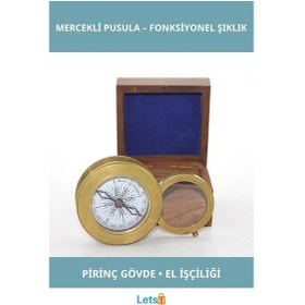 Resim Ahşap Kutulu Nostaljik Pirinç Mercekli Pusula 7x3 Cm 1 Adet 