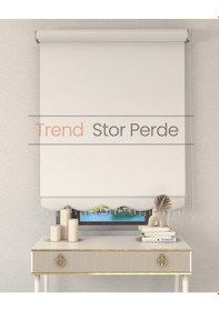 Resim Ekru Boncuklu Zebra Stor Güneşlik Perde Opak Ekru 