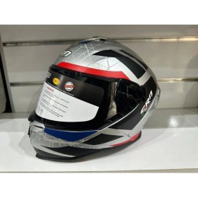 Resim KASK CRN FS-867 MAT SİLVER/BLYE/RED GÜNEŞ VİZÖRLÜ 