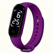 Resim Cloud011 Mor Spor Saati Led Dokunmatik Ekran Dijital Dayanıklı Plastik Kordon Hediye Diğer 