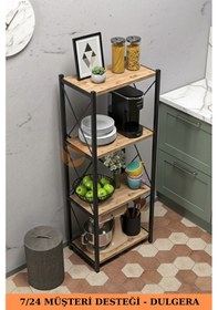 Resim Fourty 4 Raflı Metal Dar Mutfak Rafı Mikrodalga Fırın & Erzak Rafı 128 Cm Çam 