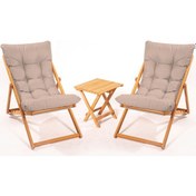 Resim 2+1 Nora Şezlong Seti Bahçe-balkon-teras-plaj-kafe Katlanır Set - 