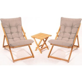 Resim 2+1 Nora Şezlong Seti Bahçe-balkon-teras-plaj-kafe Katlanır Set - 