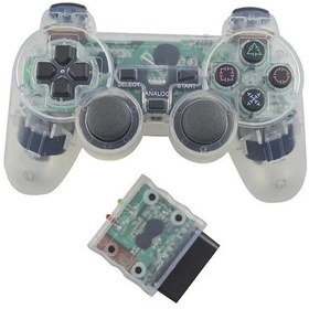 Resim Şeffaf Beyaz Kablosuz Denetleyici 2.4g Gamepad Ps2 Konsolu İçin Çift Titreşim Joystick Joypad Usb Pc Oyun Controle 