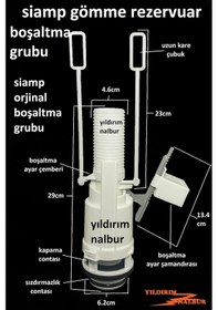 Resim Siamp Uzun Kare Gömme Rezervuar İç Takım Orta Göbek Boşaltma Grub 