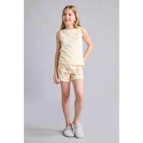 Resim DeFacto Regular Fit Ayıcıklı 2'li Açık Sarı Pijama Takımı Kız Çocuk H8113A826SM 