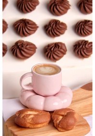 Resim Mithra Life 95 Ml Papatya Şekilli Seramik Pembe Türk Kahvesi Fincan Takımı Mıt1158 Pembe 