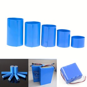 Resim 18650 Lipo Pil için PVC Isıyla Daralan Tüp Paketi, Genişlik 30mm~150mm İzole Filmli Sarma Litium Kılıf Kablosu Mavi 