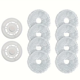 Resim Robot Süpürge Mop Bez Tutucu Dreame L10s Ultra / L10 Prime / Xiaomi Robot Süpürge X20+ / X20 Plus X10+ / X10 Plus / S10+ / S10 Plus ile Uyumlu, 2 Mop Tutucu ve 8 Mop Dahil 