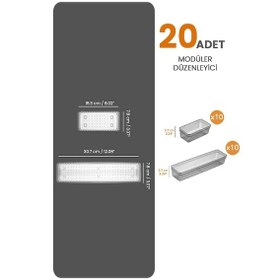 Resim 20'li Modüler Set Kaşıklık Çekmece Içi Düzenleyici Çatal Kaşık Bıçak Düzenleme Organizeri Antrasit 