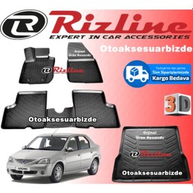Resim Logan 3D Paspas +Bagaj Havuzu Siyah Sedan 2004-2012 Arası Rizline 