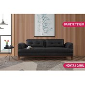 Resim Perla Sofa Madrid Üçlü Yataklı Kanepe Keten Antrasit 