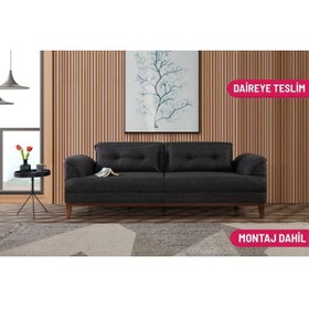 Resim Perla Sofa Madrid Üçlü Yataklı Kanepe Keten Antrasit 