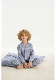 Resim Zeyzey 8748 Erkek Çocuk Önden Düğmeli Pijama Takım 001 