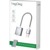 Resim USB Ses Kartı 3.5mm Kulaklık ve Mikrofon Girişli Gri 
