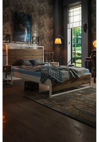 Resim Ariane Ahşaplı Tek Kişilik Metal Karyola 120x200 Beyaz Ahşap Latalı 