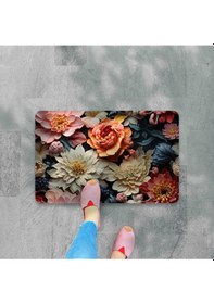 Resim Dijital Baskılı Desenli Dekoratif Dış Kapı Önü Ve Iç Mekan Paspası Yıkanabilir Kaymaz Taban Krem 