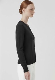 Resim Koyu Gri Bisiklet Yaka Düğmeli Kadın Hırka - KOYU GRİ / 36 