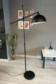 Resim Siyah Makas Gövde Lambader Modern Dekoratif Metal Oturma Odası Çalışma Odası Zemin Lambası Siyah 