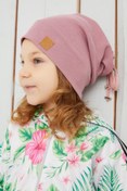 Resim Babygiz Kız Bebek Çocuk Açık Pembe Şapka Bere El Yapımı Rahat Cild Dostu %100 Pamuklu Kaşkorse 